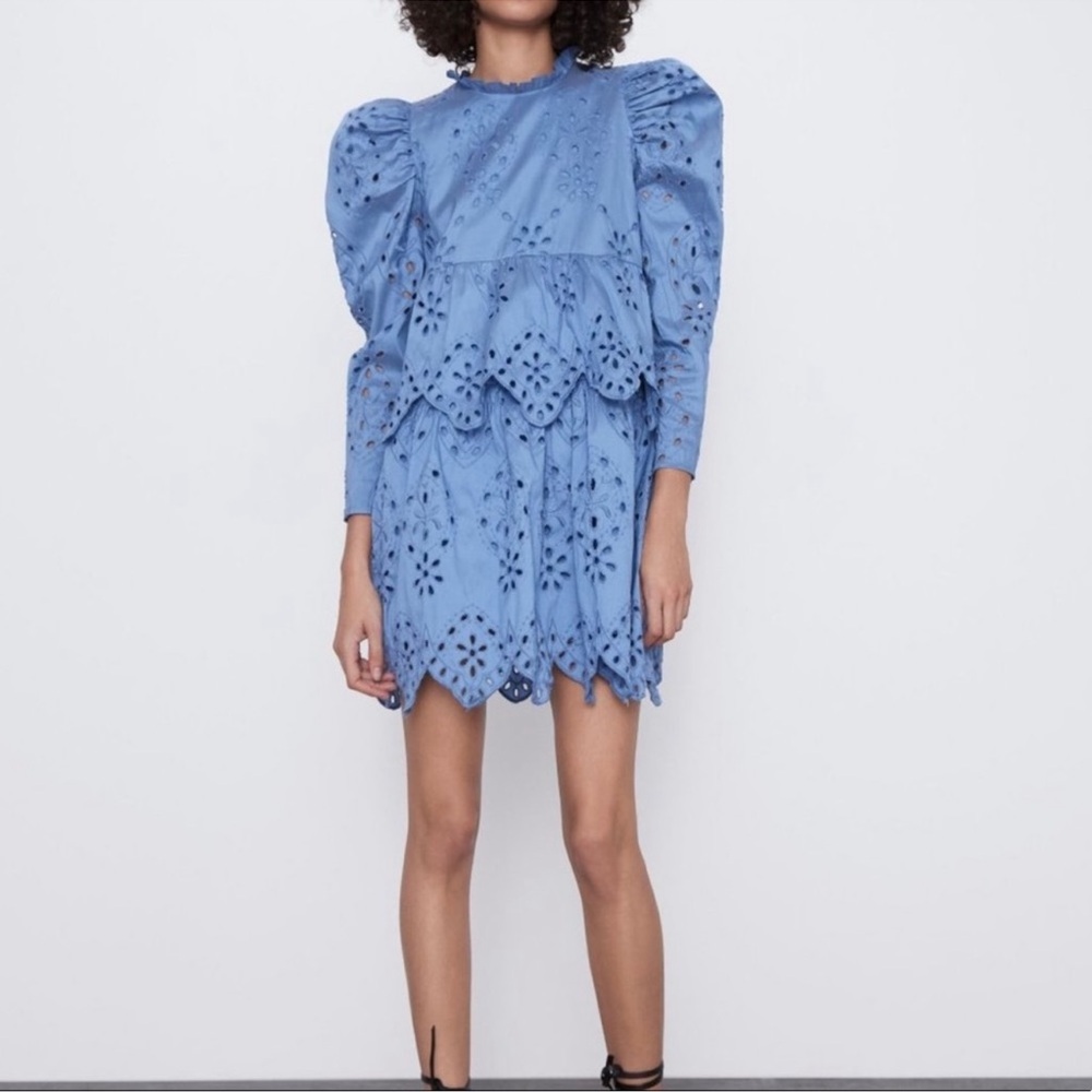 Women’s Zara Embroidered Eyelet Cut Out Dress Size Medium NWOT